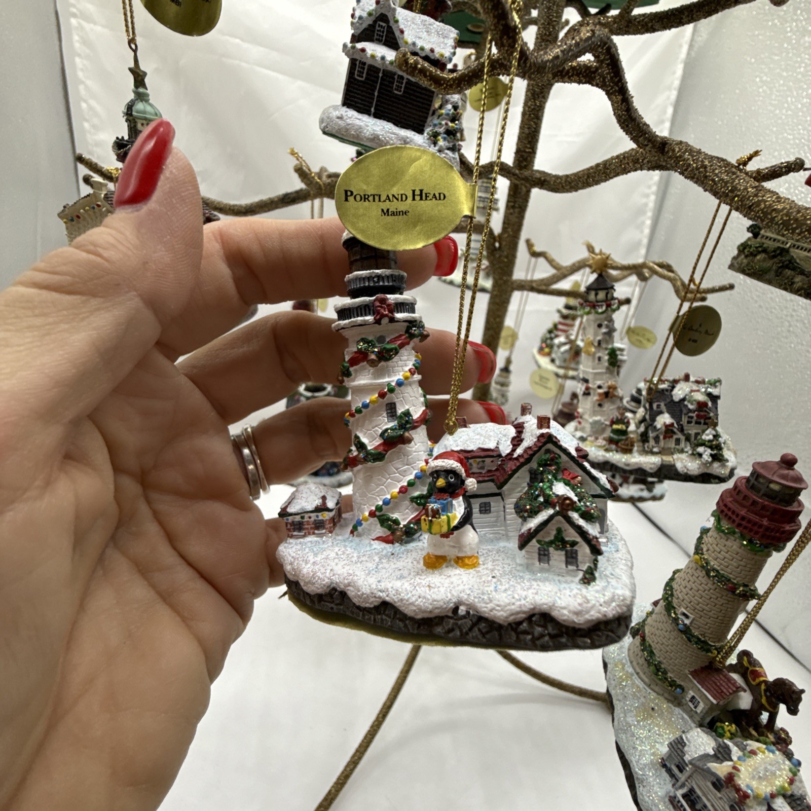 Danbury LIGHTHOUSE Hanging Christmas Tree Ornaments WBOX Lot of 24 Original Tags