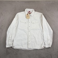 Iron  Resin Reno Western Snap Button Heavy Twill Shirt Natural Men Medium NWT