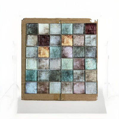 Parrotile Antique 2'' x 2'' Glass Squared Tile Glazed Red Grey Grid Mosaic Wall