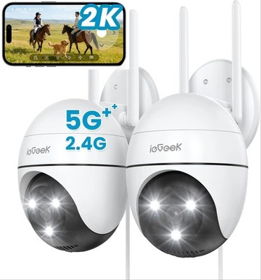 ieGeek 2K 2er 360°PTZ Überwachungskamera WiFi CCTV Wireless System Nachsicht