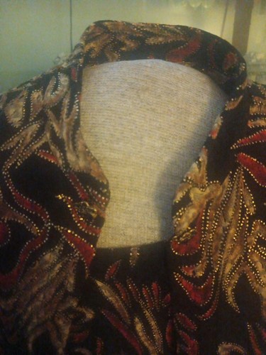 NWT R & M Richards Womens 2Pc Blouse Top Sz 8 Mandarin Collar Gold Floral Accent - Picture 2 of 7
