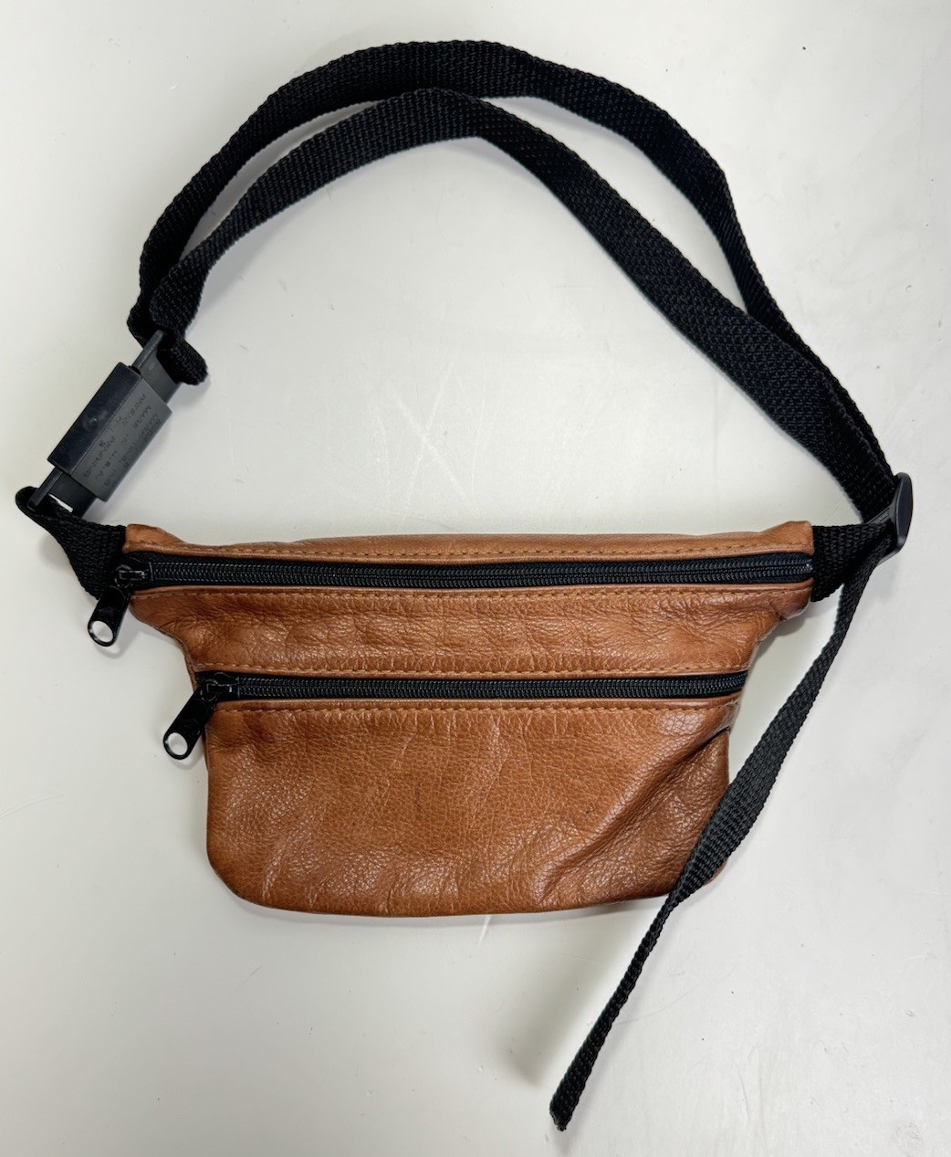 AMERI-BAG LEATHER TWO POCKET FANNY PACK WAIST BAG… - image 1