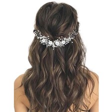 Flower Wedding Hair Vine Crystal Pearl Bridal Headpiece for Bride
