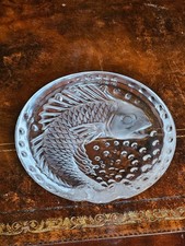 Lalique France Concareau KOI Fish Bubbles Cigar Cigarette Ashtray Signed