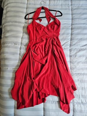 McQ Alexander McQueen red hitched halterneck dress, IT 44