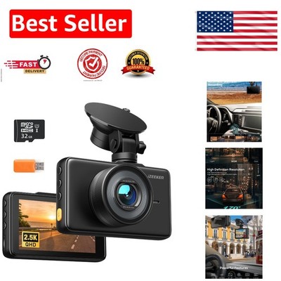 2.5K QHD Dash Cam with 32GB Card & 3  IPS Display - Ultimate Driving Security