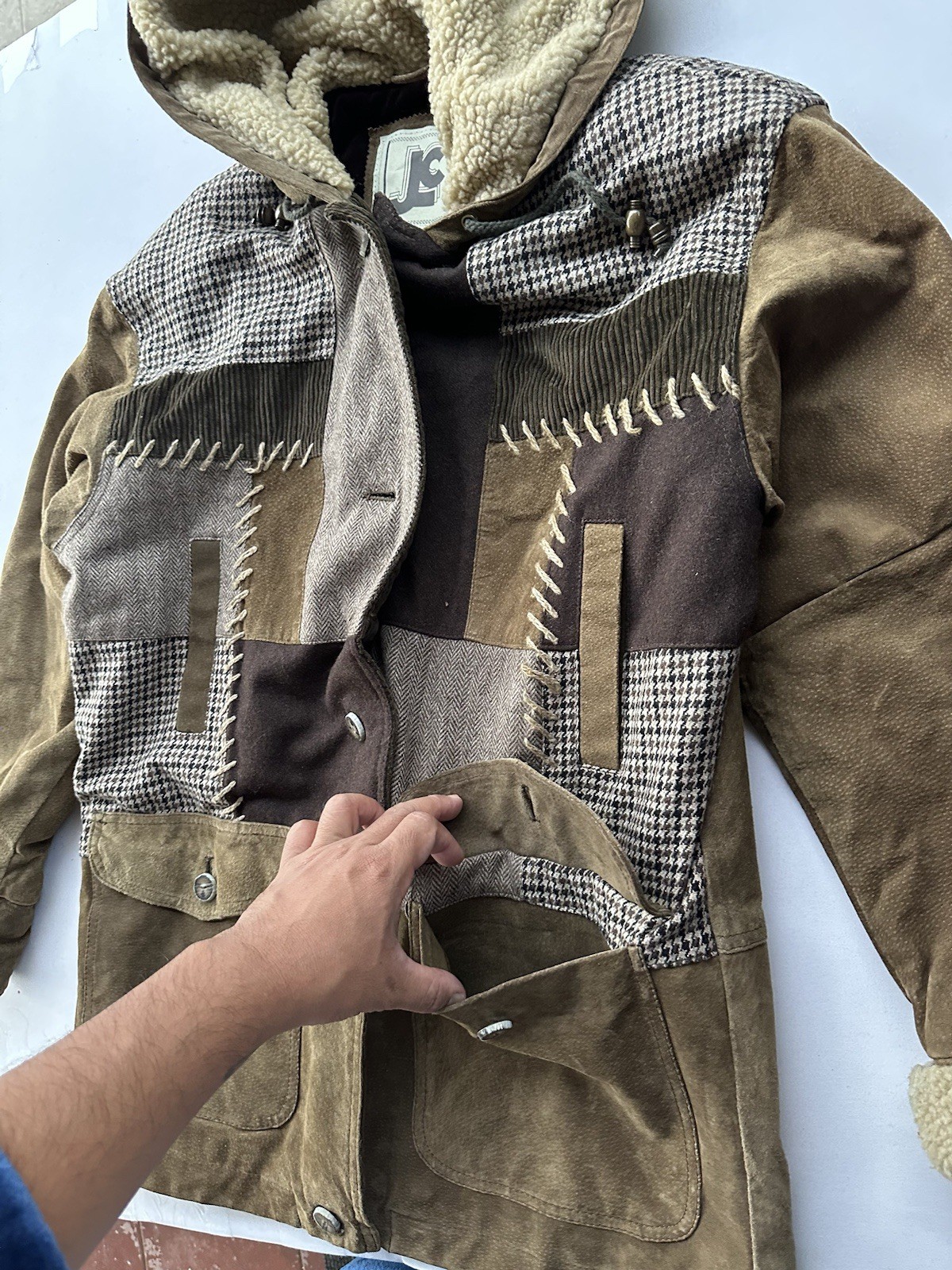 Vintage Patchwork Leather, Wool, Suede, Corduroy … - image 11