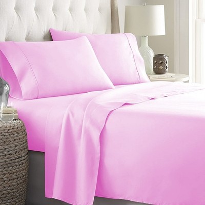 Organic Cotton Extra Deep Pocket Sheets 1200 Thread Count - Pink Solid