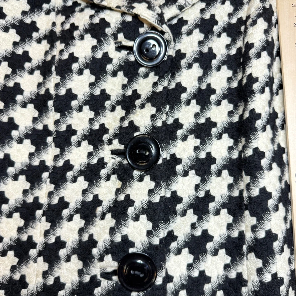 Abrigo para mujer Cynthia Steffe mezcla de lana pata de gallo mediano negro crema Foto 3 de 4