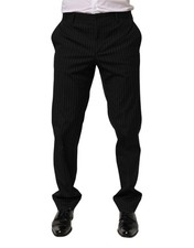 Dolce & Gabbana Black Striped Dress Formal Men Trouser Men's Pants