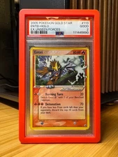 Pokemon 2005 Gold Star Entei Holo Ex Unseen Forces #113 PSA 2