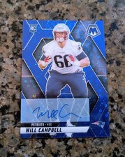 Will Campbell Auto Rookie Card BlueDisco PRIZM Mosaic Football 2025 Patriots 378. rookie card picture