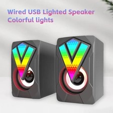 3.5mm Stereo Bass Sound Computer Speakers RGB 2.0 USB Wired for Laptop Desktop