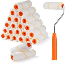 24 Pack Microfiber Paint Roller 4 Inch Mini Paint Roller Covers 3/8 Inch Nap