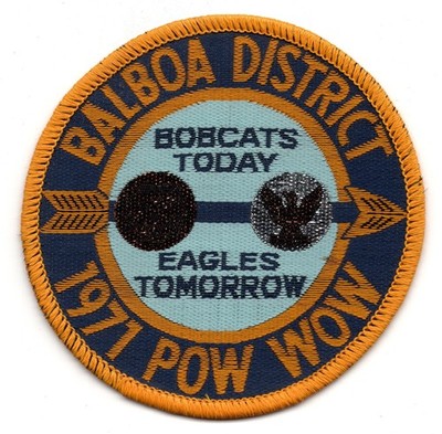 Patch Balboa District CA 1970 Pow-Wow Bobcat Eagle GLAAC Greater LA Area BSA 3''