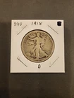 1918-D Walking Liberty Half Dollar In Very Good Condition