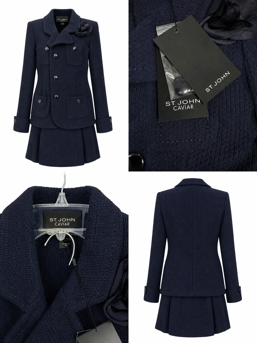 ST. JOHN ネイビー ダブルブレストジャケット 12 VERY NaVY12月号掲載】BUNNELL ／ ウールダブル
