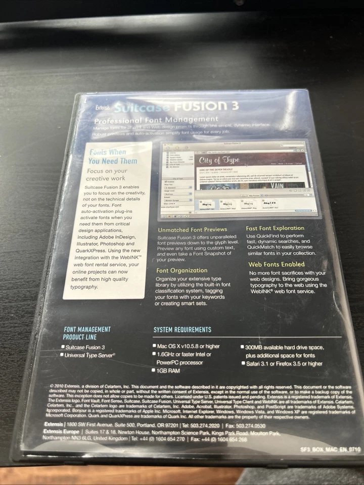 Extensis ~ Suitcase FUSION 3 for MAC OS X ~ ENGLISH ~ - Image 2 of 3