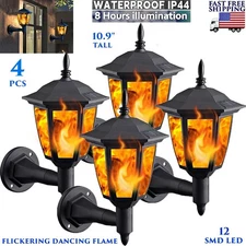 4 PACK SOLAR WALL LANTERN FLICKERING FLAME LED LIGHTS OUTDOOR SCONCE WATERPROOF