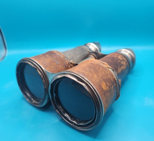 Antique WWI French CHEVALIER PARIS Leather Clad Military Binoculars Day & Night