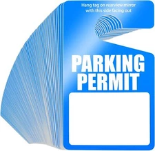 100 Blue Parking Permit Tags 2.99 X 5 Inch Pvc Vehicle Hang Tags