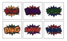12 Superhero Temporary Tattoos Kid Comic Book Kid Bday Party Goody Bag Favor