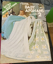 Vtg Rare Leisure Arts BABY AFGHANS to Knit  Crochet 2 1977 Leaflet 101 2 