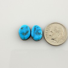 Natural Blue Kingman Turquoise Matched Pair Cabs Cabochons Gemstones k191