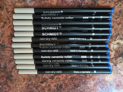 12 Pack SCHMIDT 888 Safety Rollerball Ceramic Tip Pen Refills - Blue Broad Bold