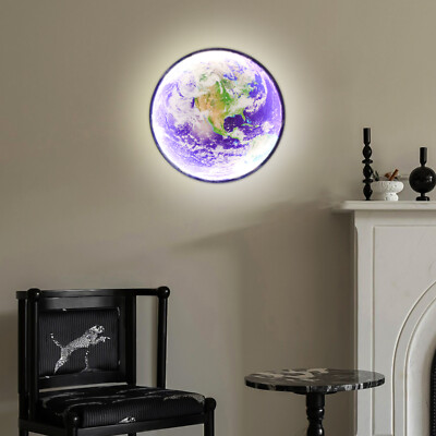 Led Earth Wall Lamp Light Round Fixture Wall Sconce Modern Bedroom Home Decor US