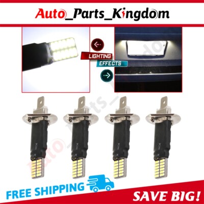4X White H1 LED SMD Bulbs Vehicle Lamp Headlight High Low Beam Light 100W