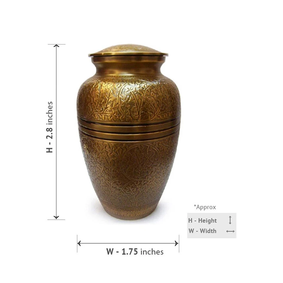 Beautiful Creeping Leaves Memorial Urn for Cremation Ashes – Handmade Brass urn - Image 3 of 4