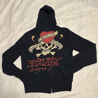 442 Ed Hardy スウェット セットアップ ラブキルスローリー L Ed Hardy Love Kills Slowly Zip Up Hoodie – epicstores