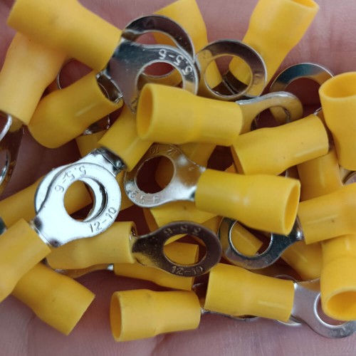 50-200Pcs Yellow 12-10 Gauge Car Ground Wire Ring Terminals Vinyl Connectors - Picture 11 of 13