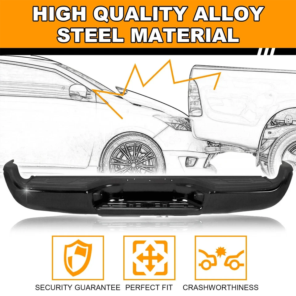 Black Steel Rear Step Bumper for Toyota Tacoma 2005-2015 - PowderCoated - Image 4 of 4