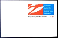 1991 US Sc #UX156 postal card, 19 cent, mint, sharp corners, excellent condition