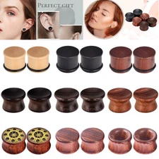 1Pair Ear Gauges Organic Wood Ear Plugs Flesh Tunnels 2G,0G,00G,12,14,16,18,20MM