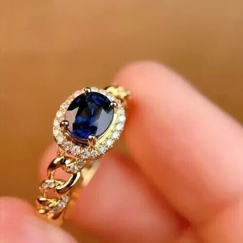 2.20Ct Oval Cut Simulated Sapphire Womens Engagement Ring 14K Yellow Gold Plated