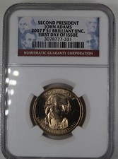 NGC (US 2007- P)  ONE DOLLAR (JOHN ADAMS) --BRILLIANT UNC--