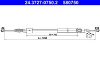 ATE 24.3727-0750.2 Seilzug, Feststellbremse FüR Opel