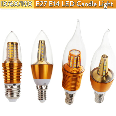 1X 10X 220V E27 E14 Led Candle Light Bulbs 12w Chandelier Flame Shape Ses es