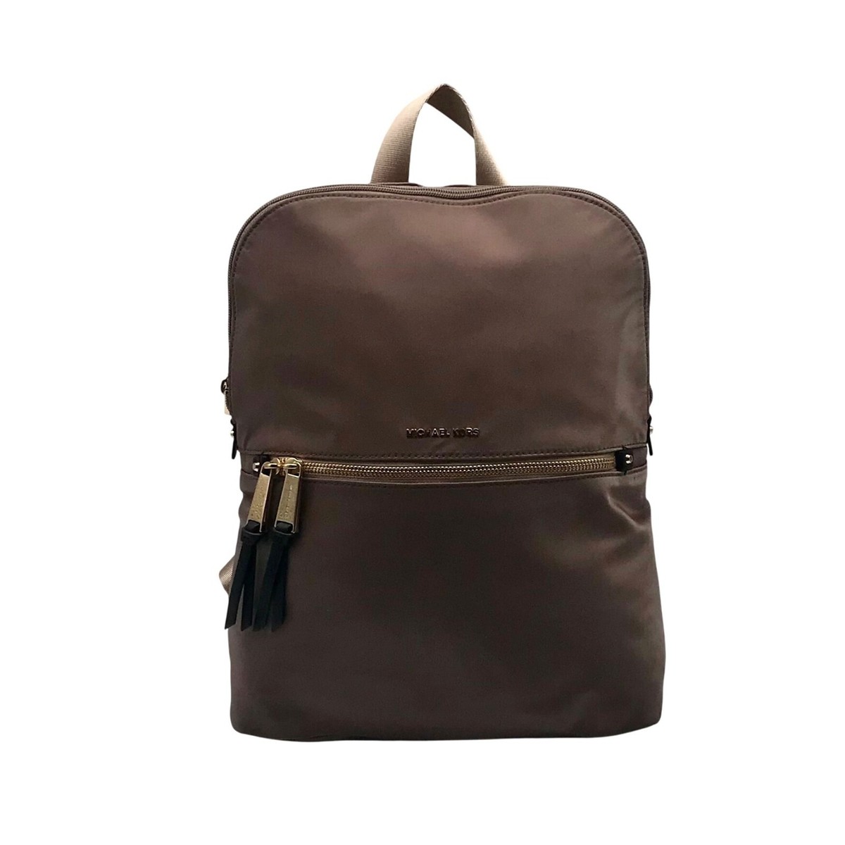 Michael Kors MK Polly Nylon Black Slim Backpack with Gold Details Michael Kors Backpack Polly MD Slim Zip Black Nylon Gold  main image 2