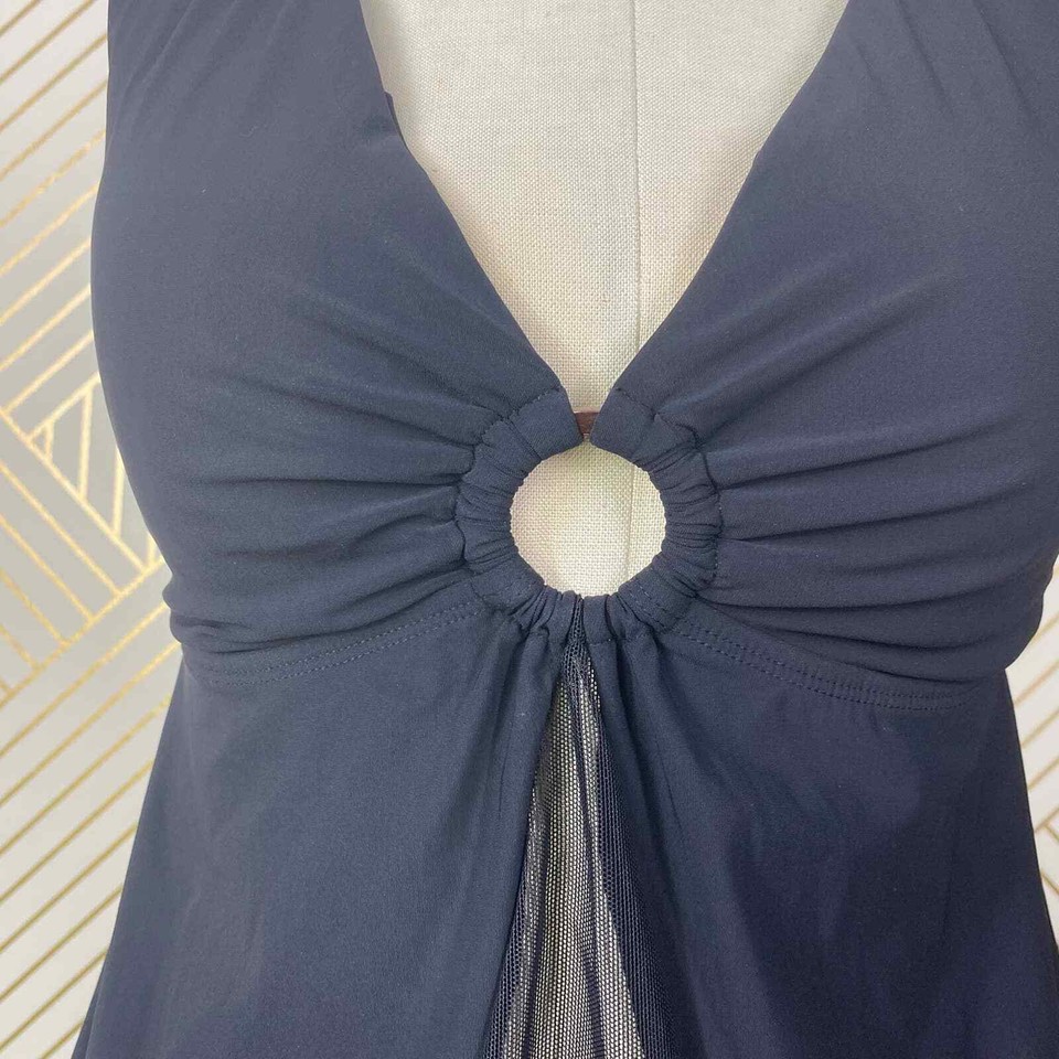 NWT AMORESSA Mombasa Jomo Swing Tankini Swim Top Mesh in Black Size US