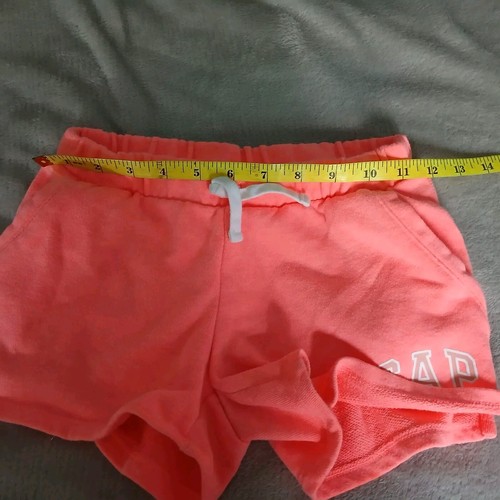 Gap Kids Drawstring Flat Front Fleece Logo Shorts Coral Girls Size M - Picture 11 of 13