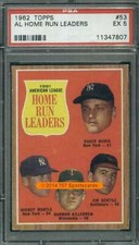 1962 Topps #53 Maris/Mantle/Killebrew/Gentile PSA 5 A.L. HR Leaders  (7807)
