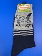 Nickelodeon Mens Novelty Crew Gray Socks HEY ARNOLD Size 6-12,
