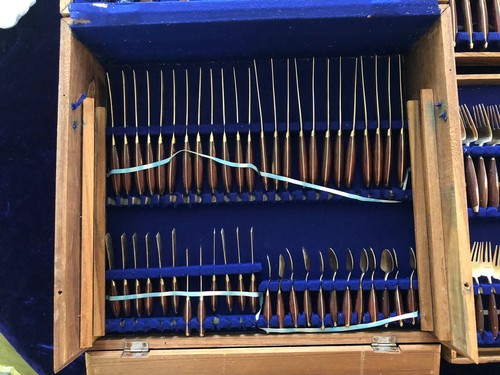 144 Piece SIAM Thailand Brass & Rosewood Flatware 12 Place Settings +SVG PCS - Picture 4 of 10