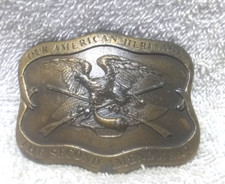 Our American Heritage The Second Amendment 1977 Buckle Indiana Metal Craft Vtg