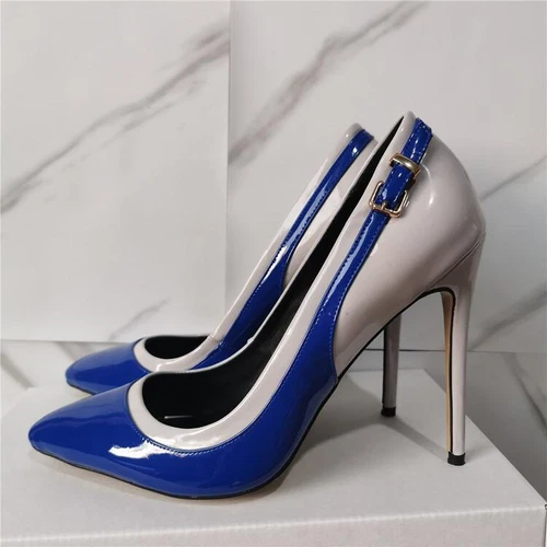 Damenschuhe formell Party blau spitz zulaufend Arbeit Stiletto Business hoher Absatz - Bild 1 von 3