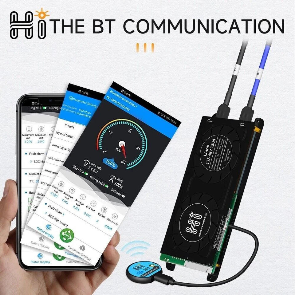 4S 12V/8S 24V/16S 48V 100A-250A LiFePo4 Smart BMS with Balance +Bluetooth Module - Image 4 of 4